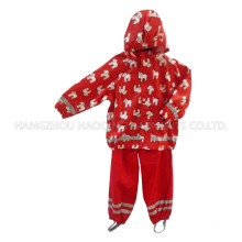 Red Hooded Cartoon PU Regenjacke / Regenmantel